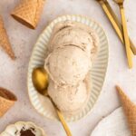 Vegan banana ice cream scooped into a bowl.