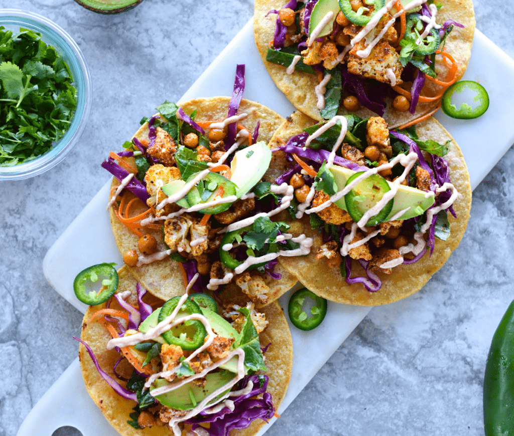 Platter of Cauliflower Tacos