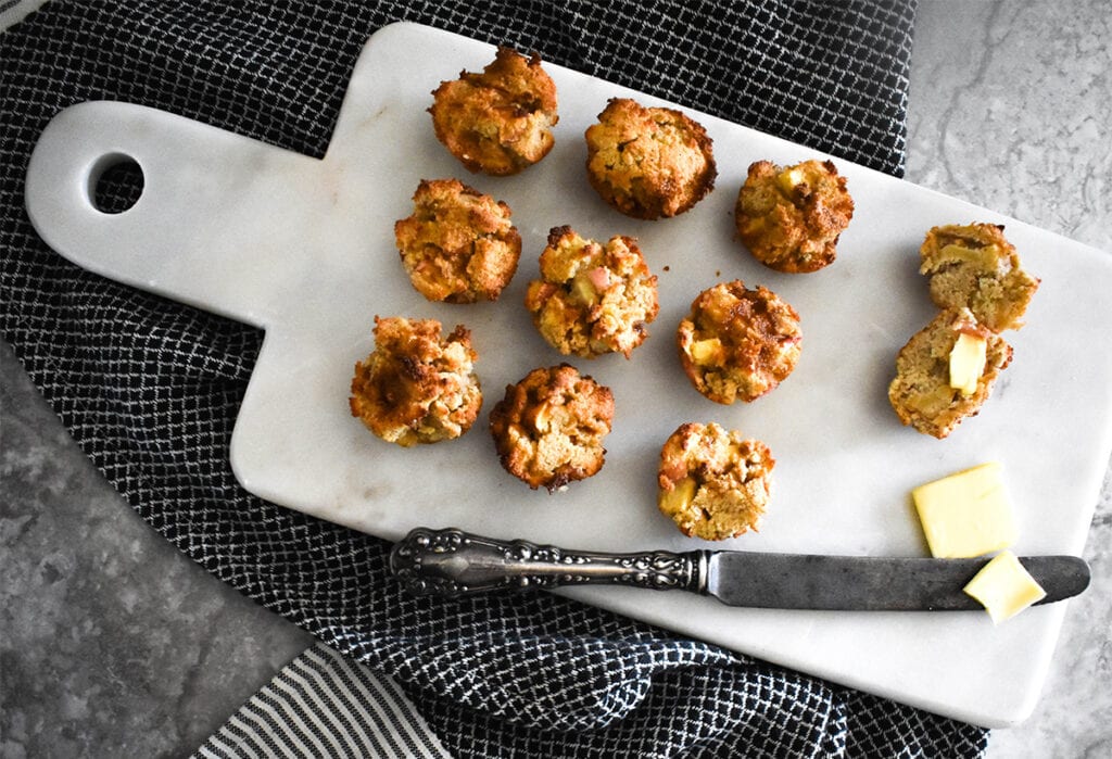 Tray of apple muffins