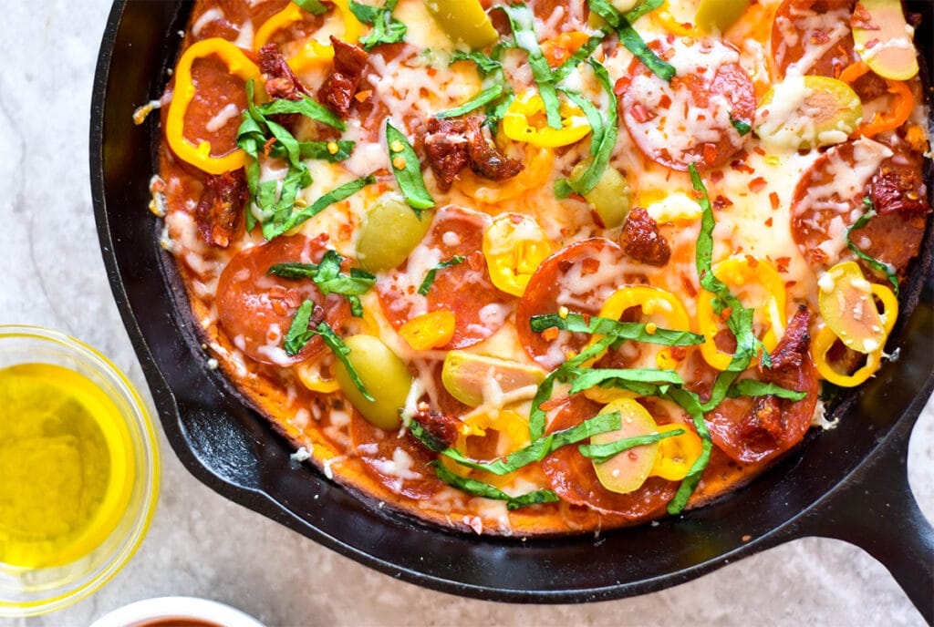 Close up of sweet potato pizza