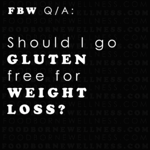 Black sign reading "should I go gluten free for weight loss?"