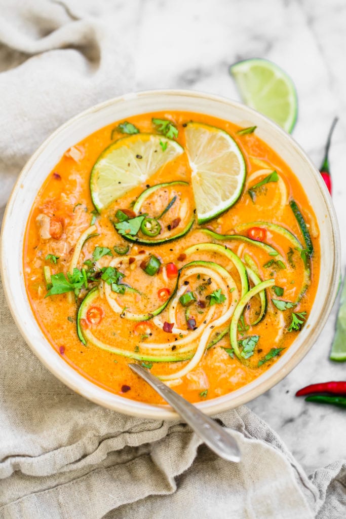 Thai chicken zoodle soup