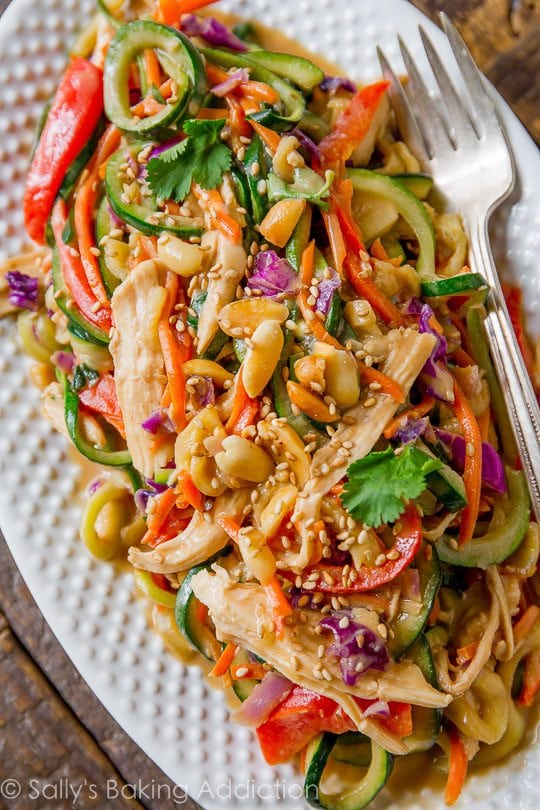 Peanut Thai Noodles made with veggies.