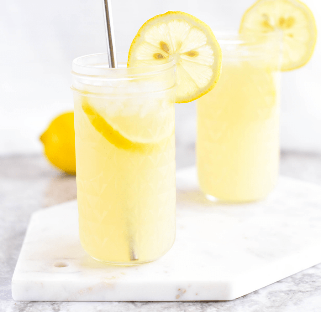 Two Glasses of Lemonade with Straws