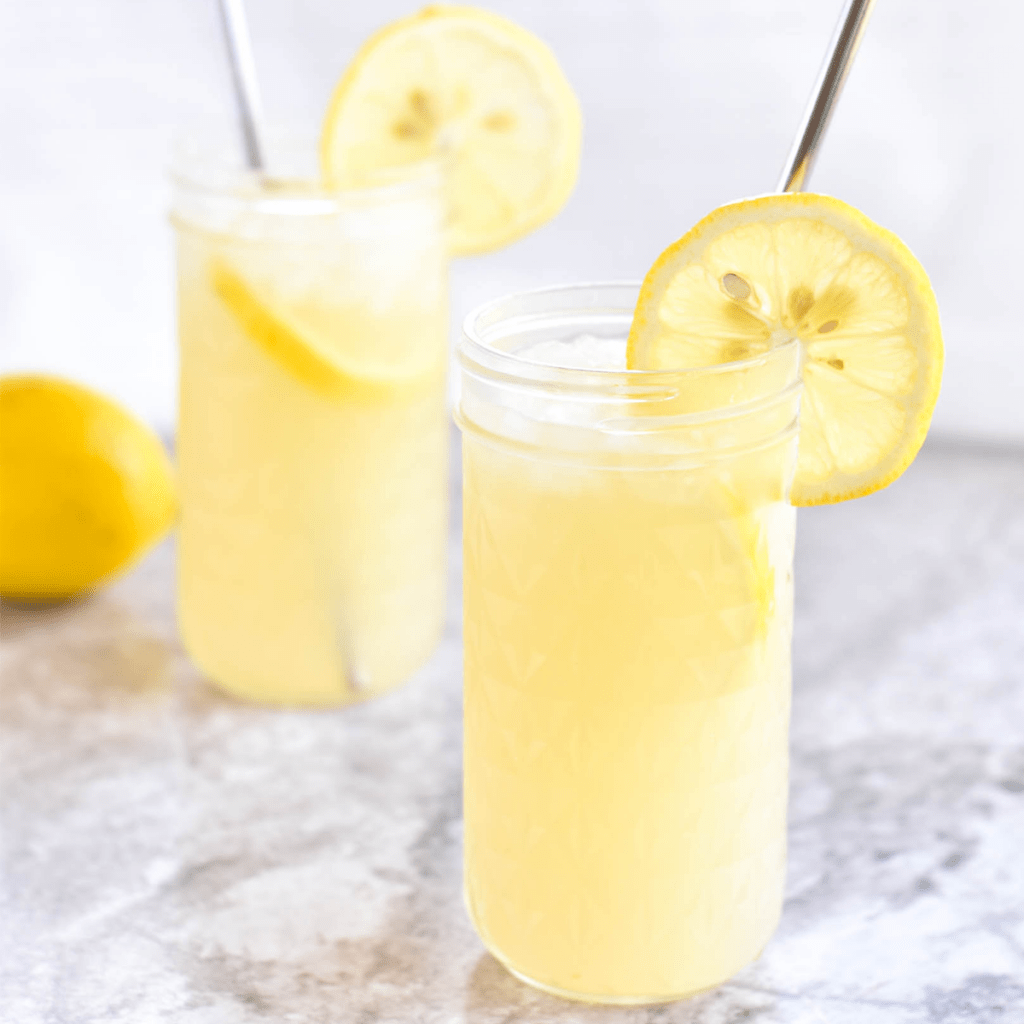 Two Glasses of Lemonade with Straws