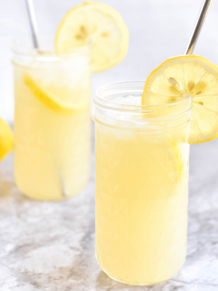 Two Glasses of Lemonade with Straws