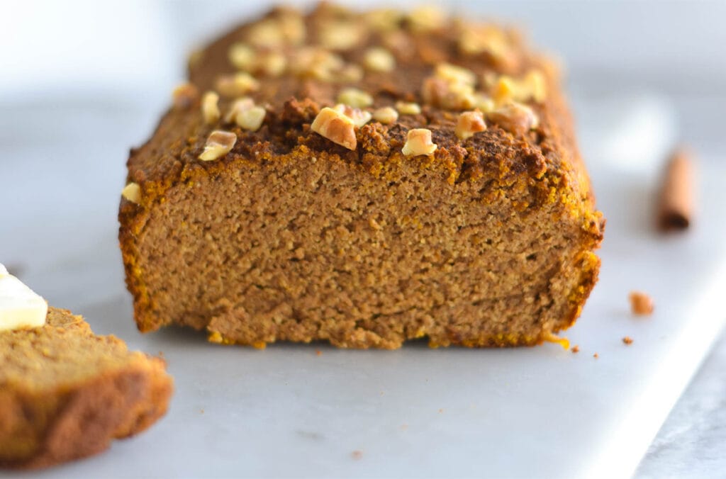 Sliced loaf of pumpkin bread