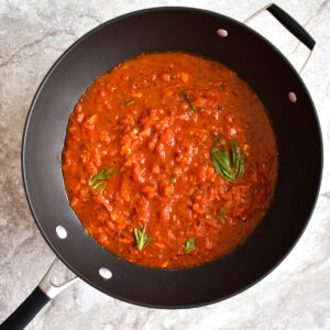 Pan with tomato sauce