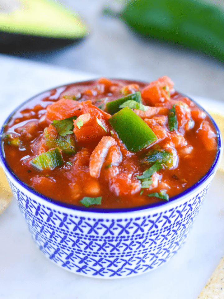 Salsa with chips and avocado