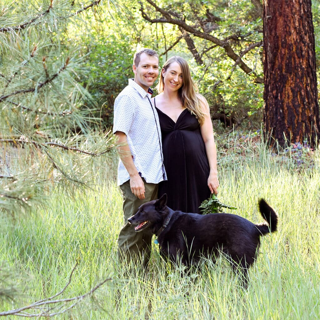 amanda, her husband and her dog in colorado