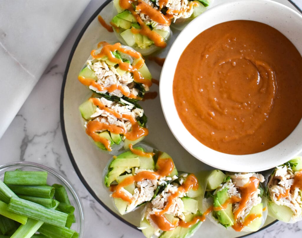 Plate of Healthy Gluten Free Summer Rolls