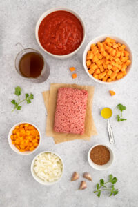Ingredients for paleo sweet potato chili.