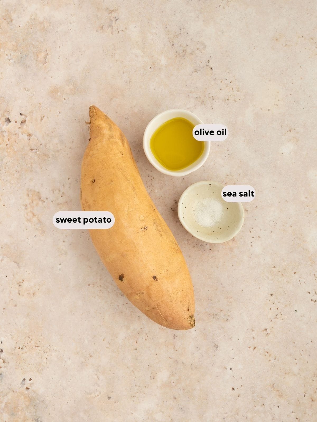 Ingredients for sweet potato rounds.