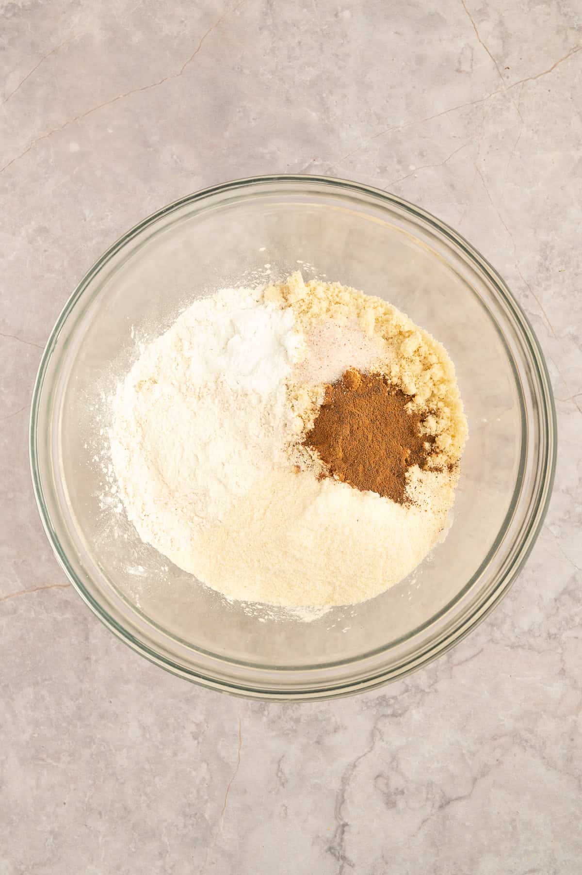 Dry ingredients in mixing bowl.