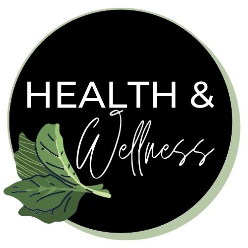 Image with lettuce leaves that says "health and wellness".