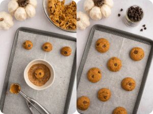 Process shots showing how to roll and bake cookies.