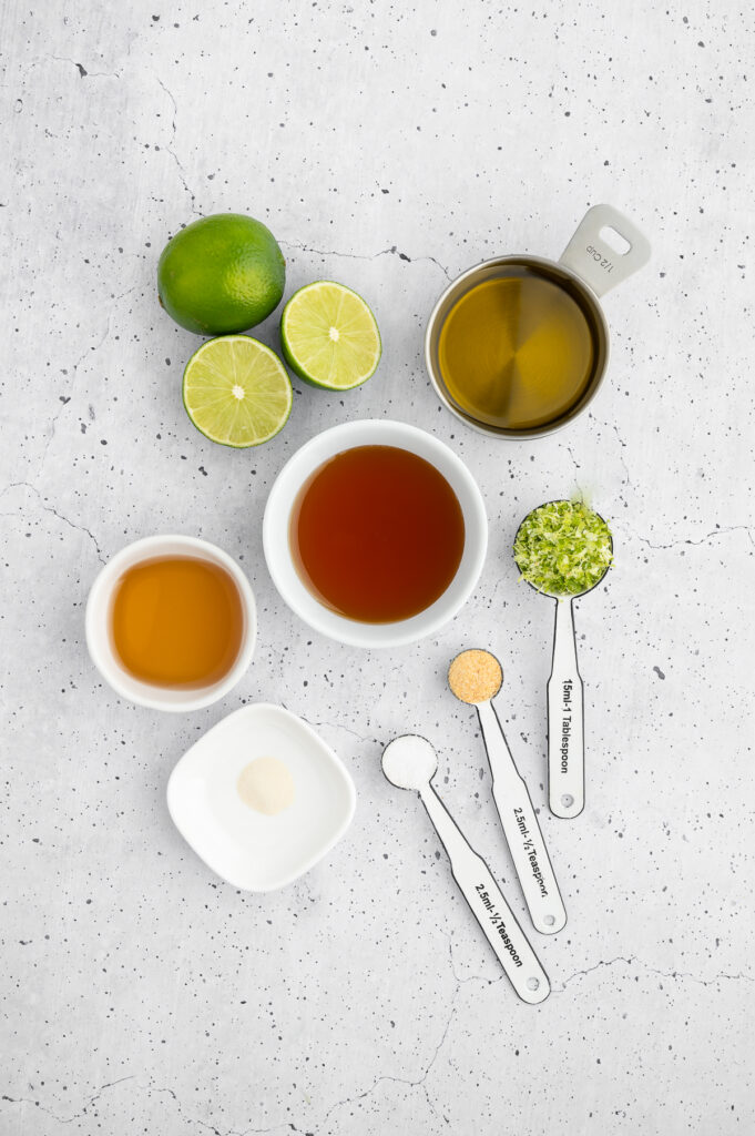 Ingredients for honey lime dressing.