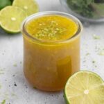 Jar of honey lime dressing.