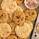 Tray of sugar and chocolate chip collagen protein cookies.
