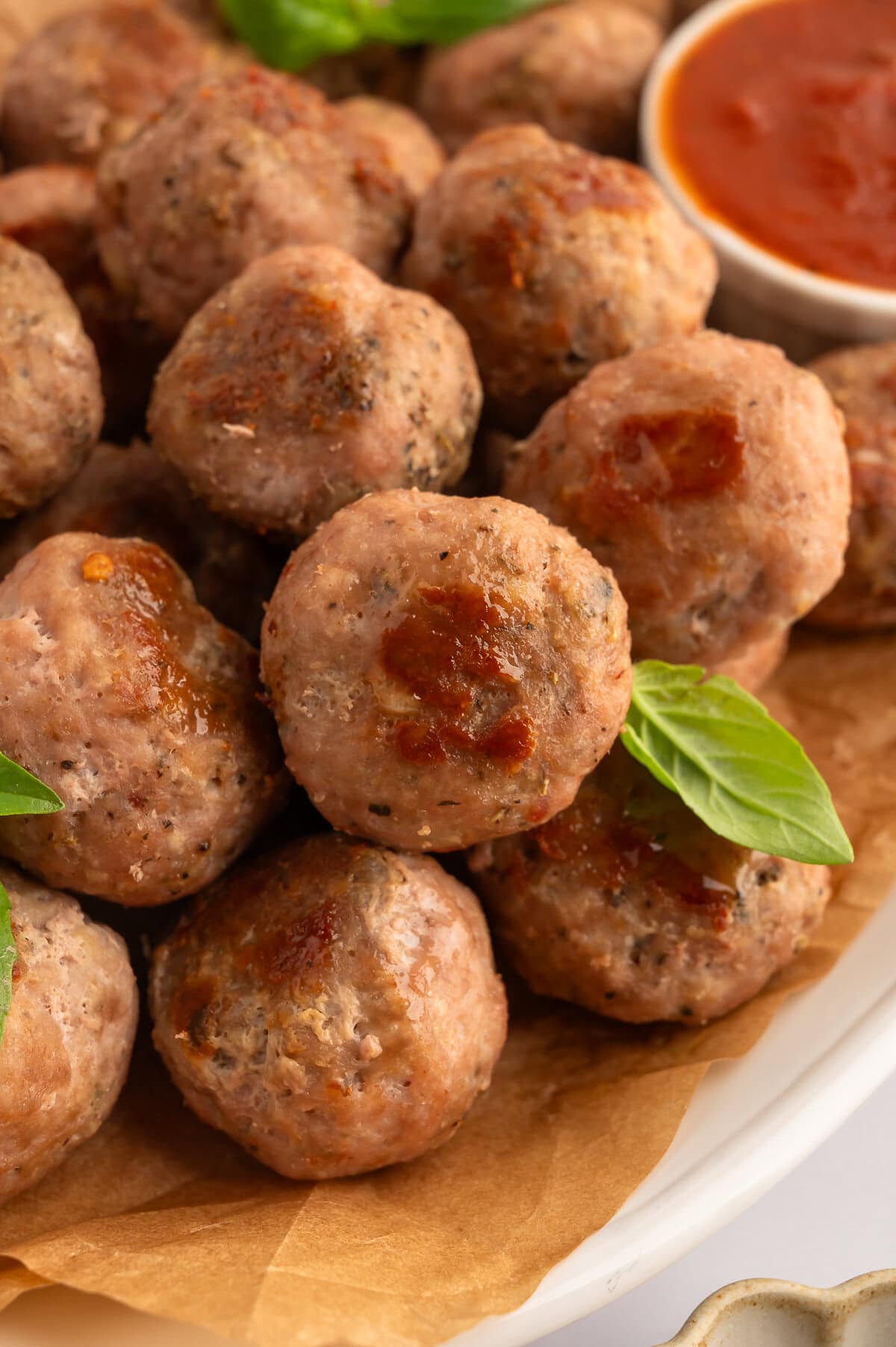 Close up of keto turkey meatballs.