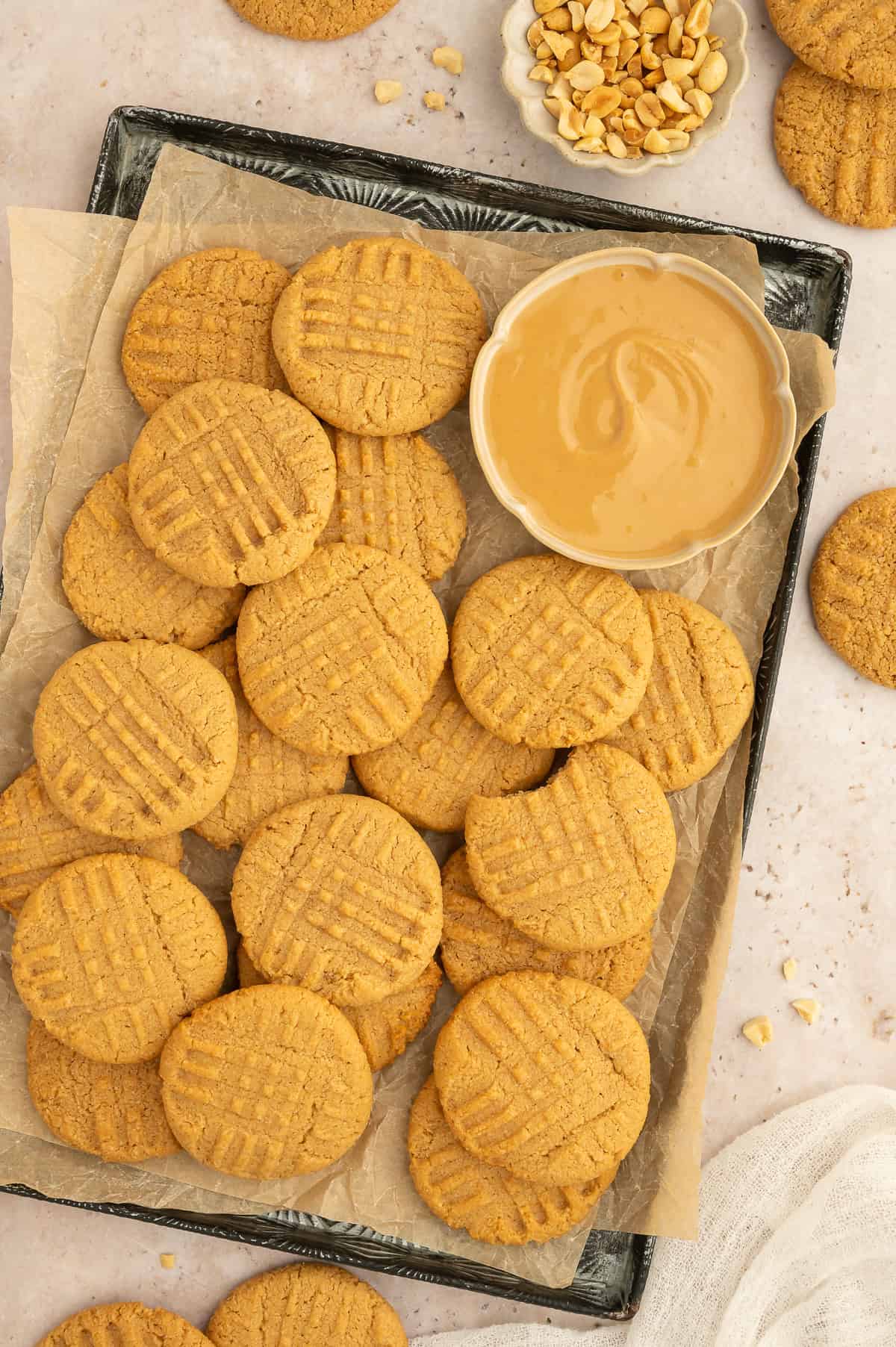 Tray of almond flour peanut butter cookies.