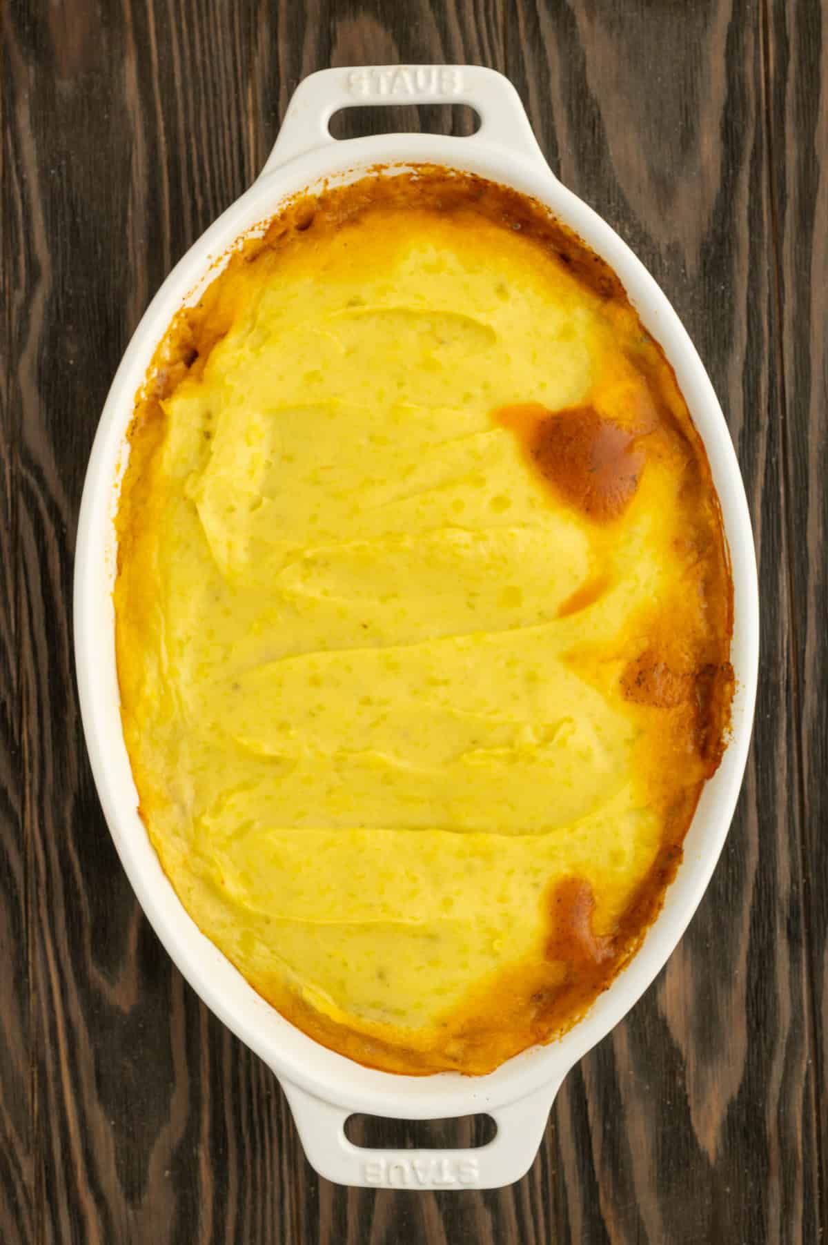 Photo demonstrating baking of gluten-free shepherd's pie.