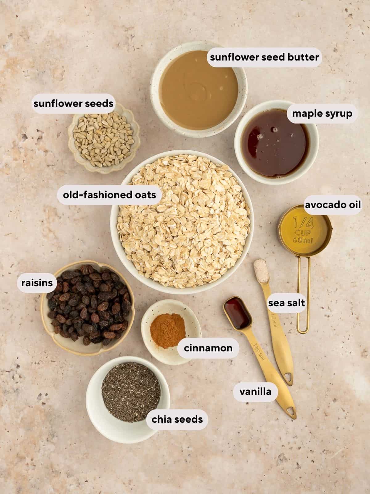 Ingredients used for nut-free granola.