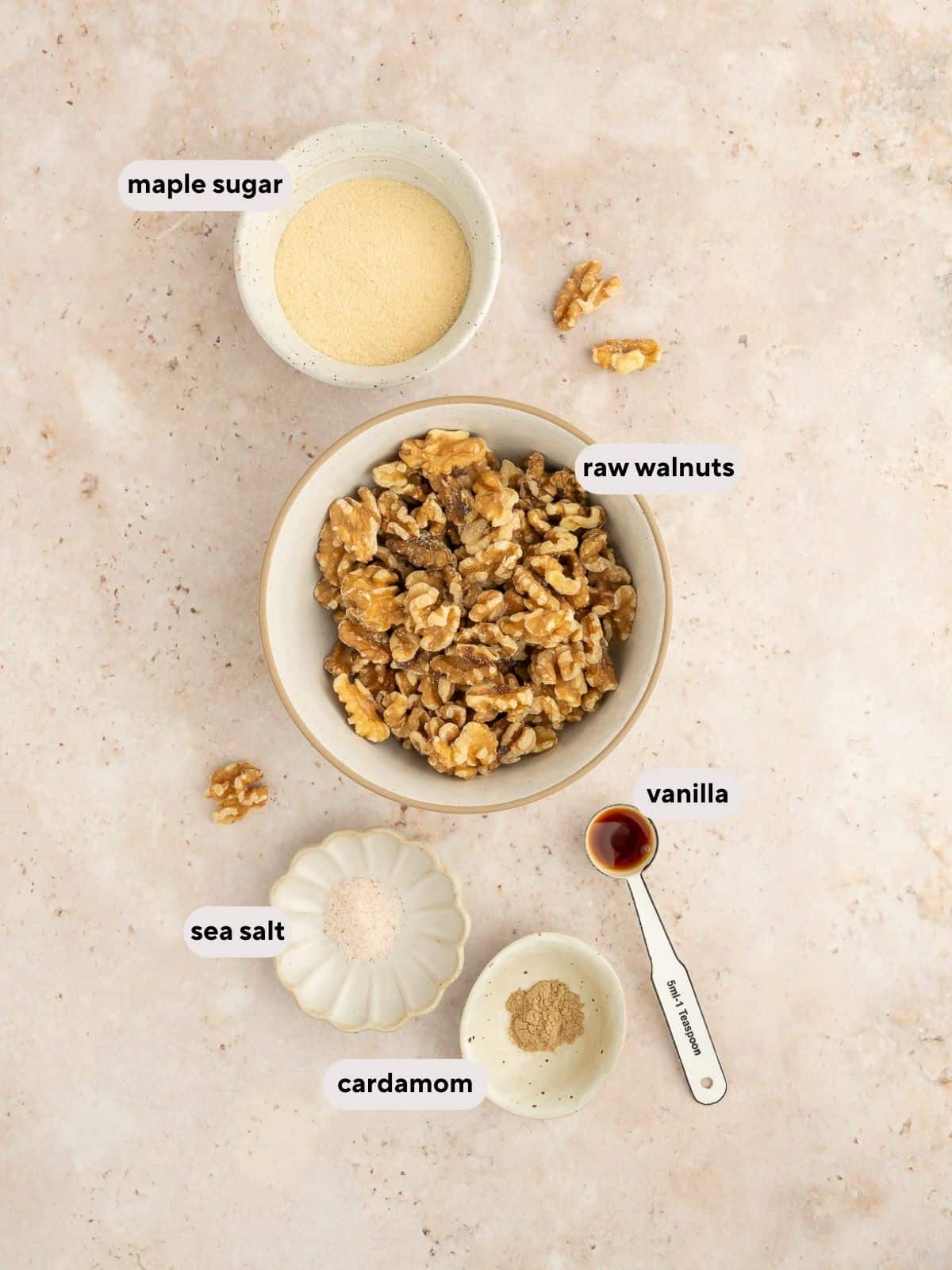 Ingredients used for walnut butter.