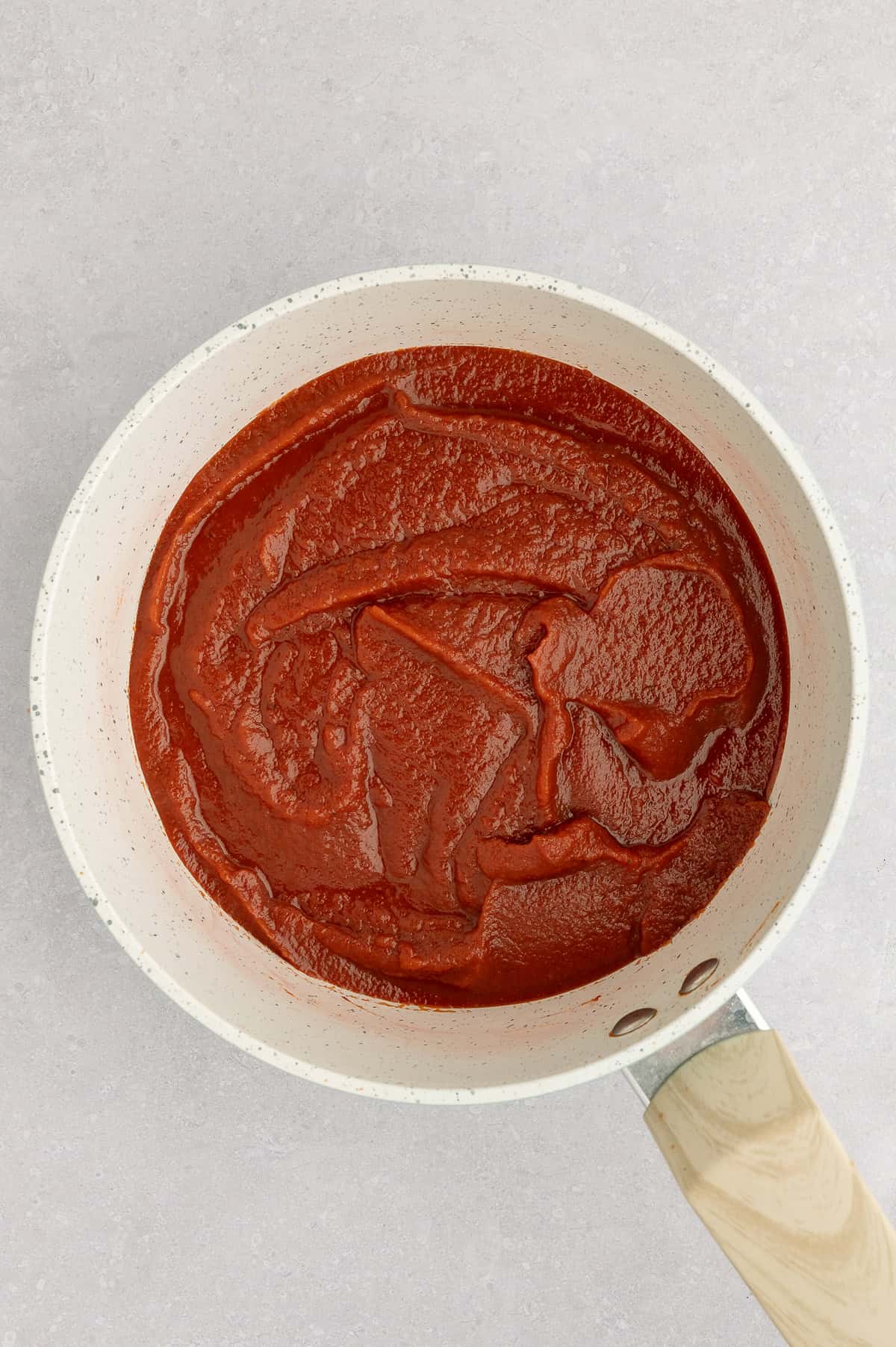 Sauce pan with reduced ketchup.