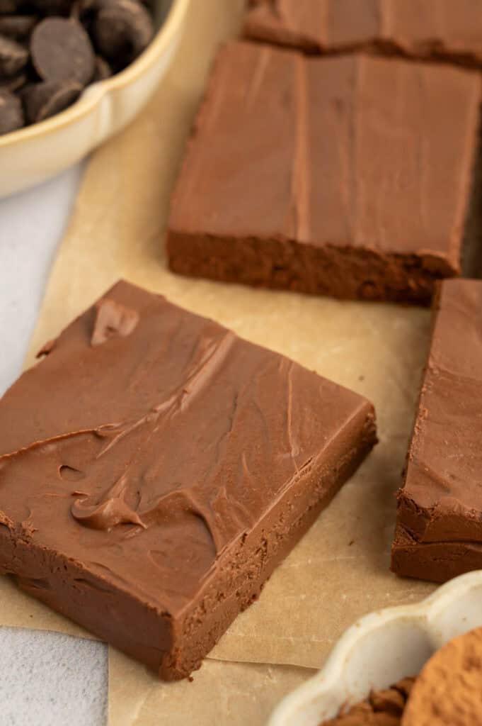 Square of cottage cheese fudge.