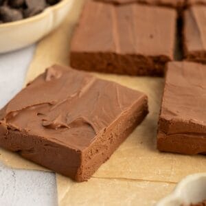 Square of cottage cheese fudge.