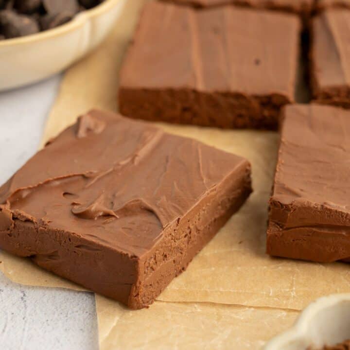 Square of cottage cheese fudge.
