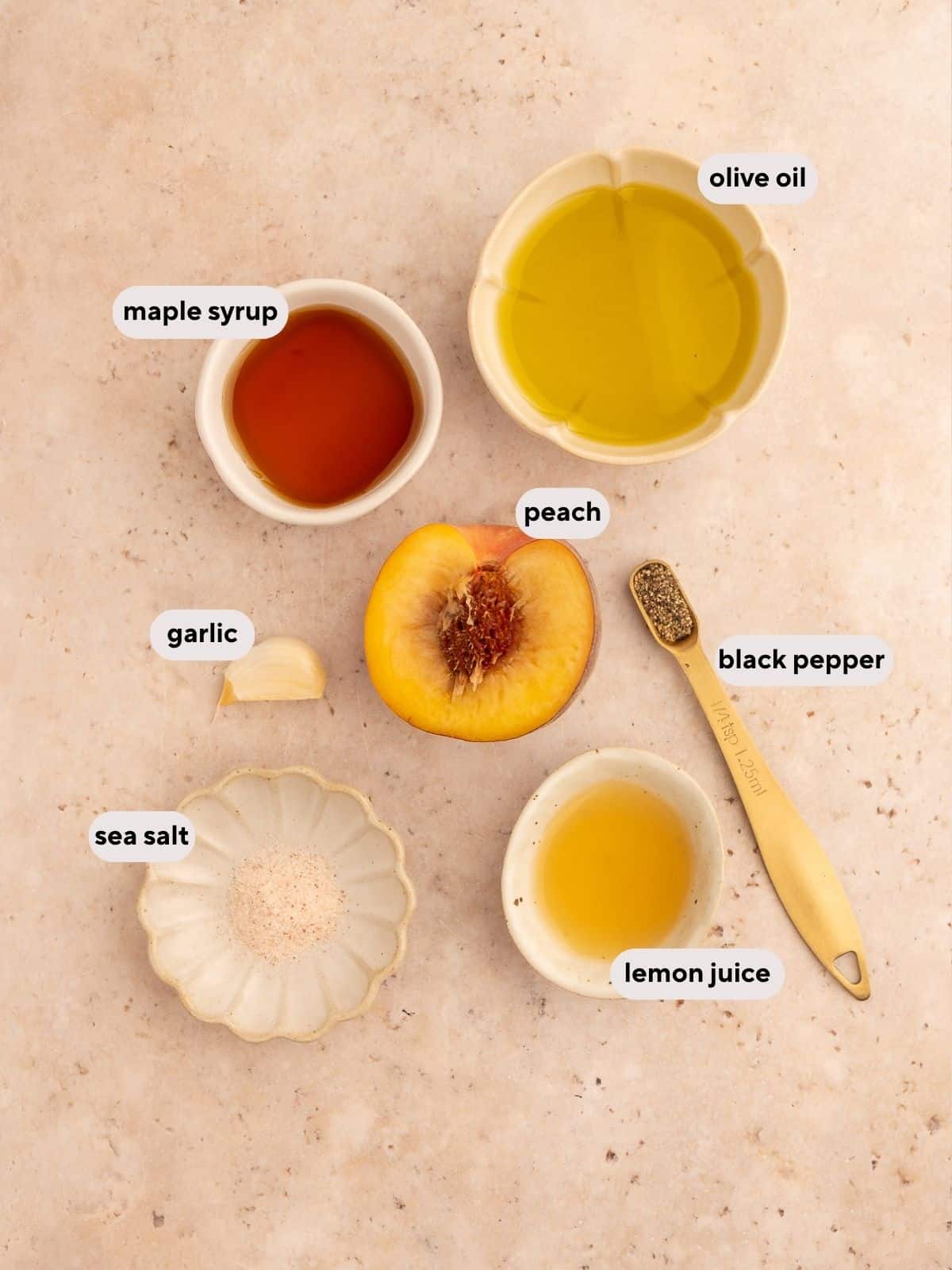 Ingredients used for peach salad dressing.