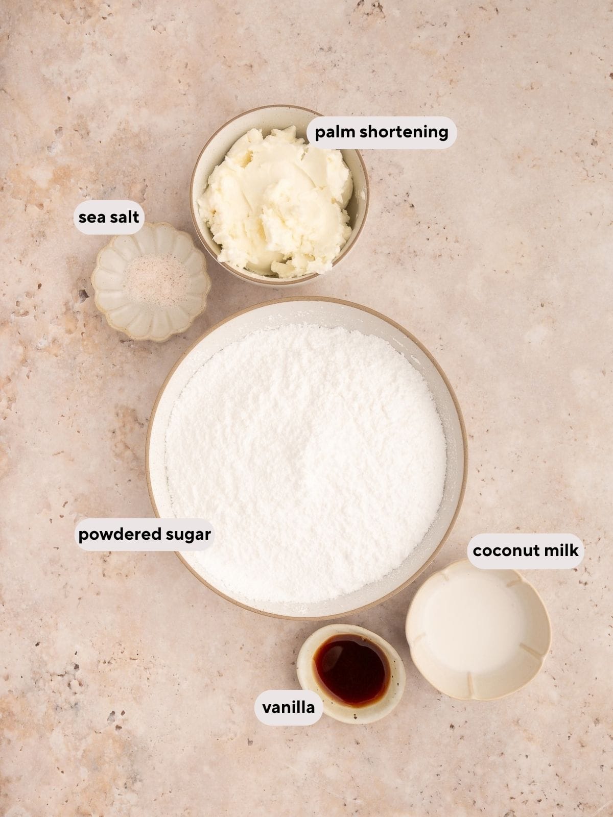 Ingredients used for dairy-free frosting.
