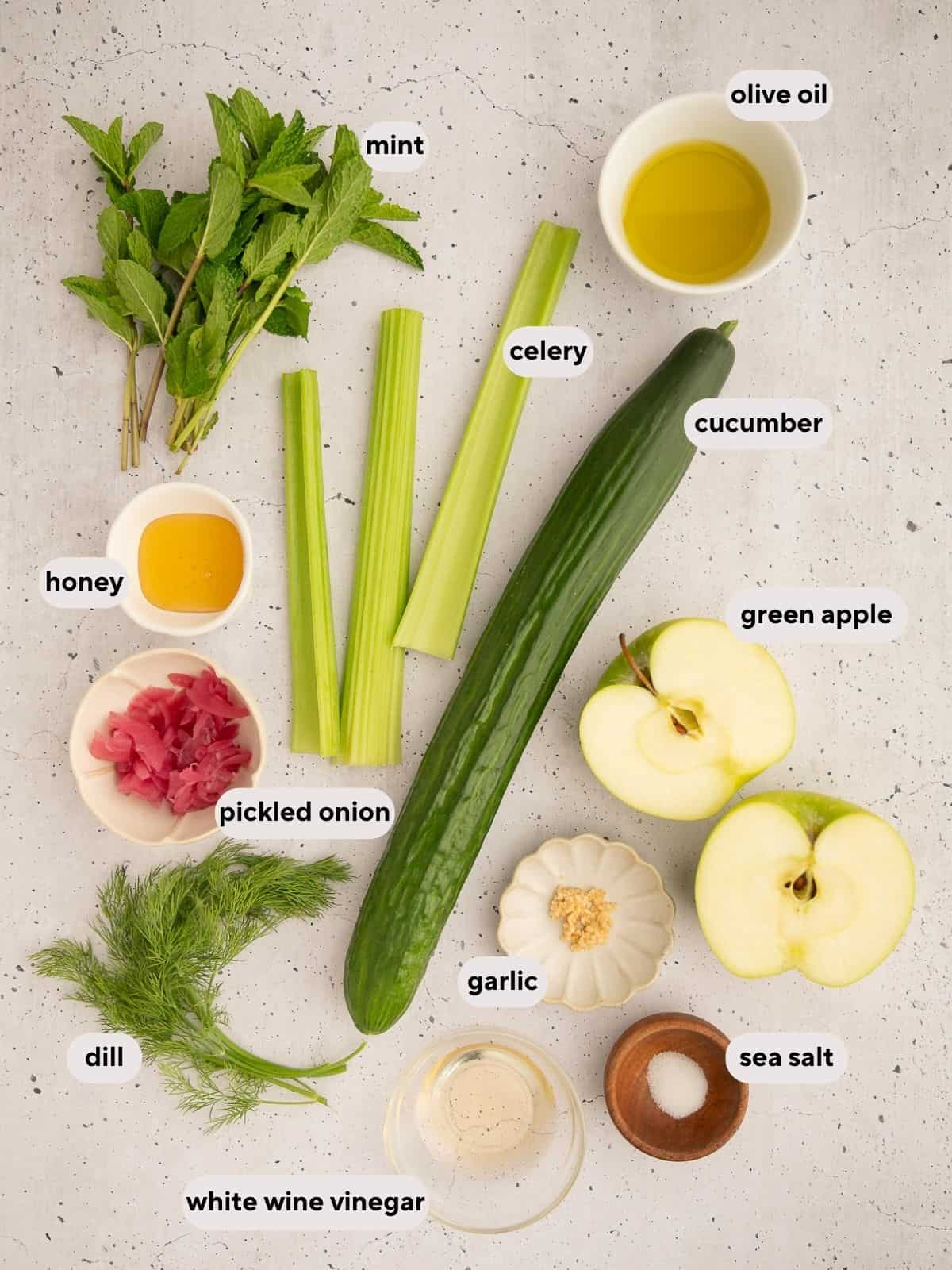 Ingredients for cucumber celery salad.